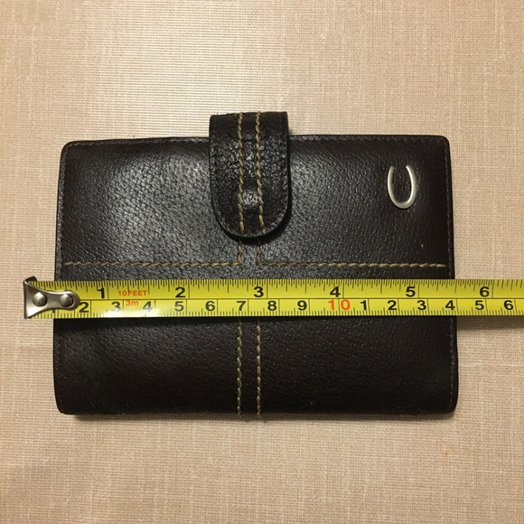 CARVEN Leather BROWN Wallet with button - Picture 6 of 8